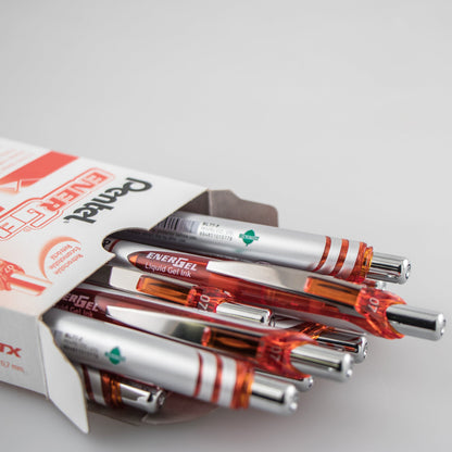 EnerGel RTX Retractable Liquid Gel Pen, (0.7mm) Metal Tip, Medium Line,Orange Ink (BL77-F)