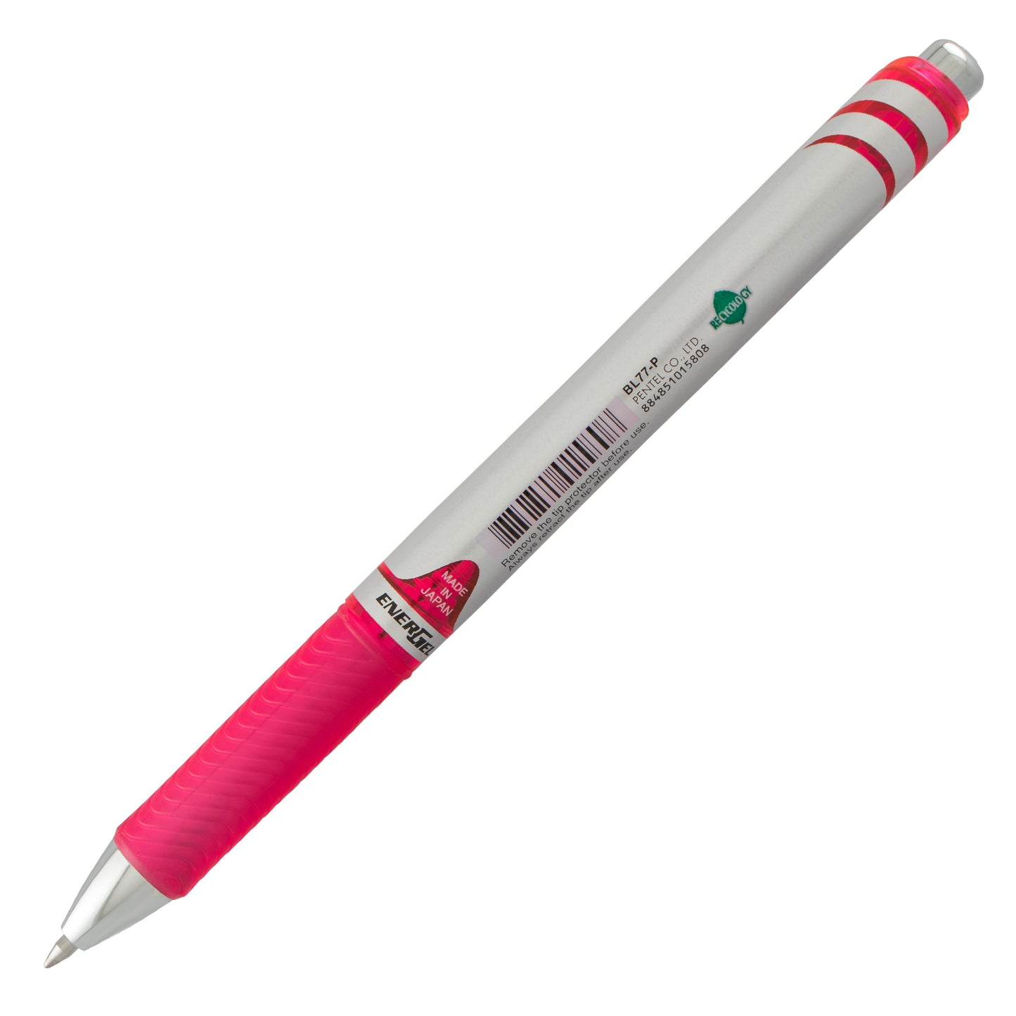 EnerGel RTX Retractable Liquid Gel Pen, (0.7mm) Metal Tip, Medium Line, Pink Ink (BL77-P)