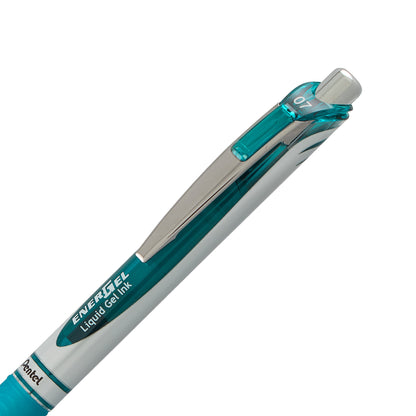EnerGel RTX Retractable Liquid Gel Pen, (0.7mm) Metal Tip, Medium Line, Turquoise Ink (BL77-S3)