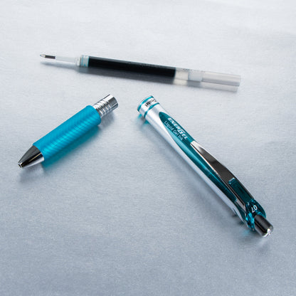 EnerGel RTX Retractable Liquid Gel Pen, (0.7mm) Metal Tip, Medium Line, Turquoise Ink (BL77-S3)