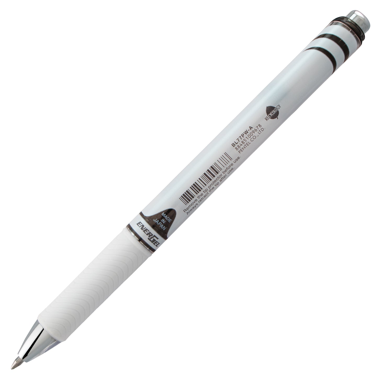 EnerGel Pearl Retractable Liquid Gel Pen, (0.7mm) Metal Tip, Medium Line, Black Accent, Black Ink (BL77PW-A)