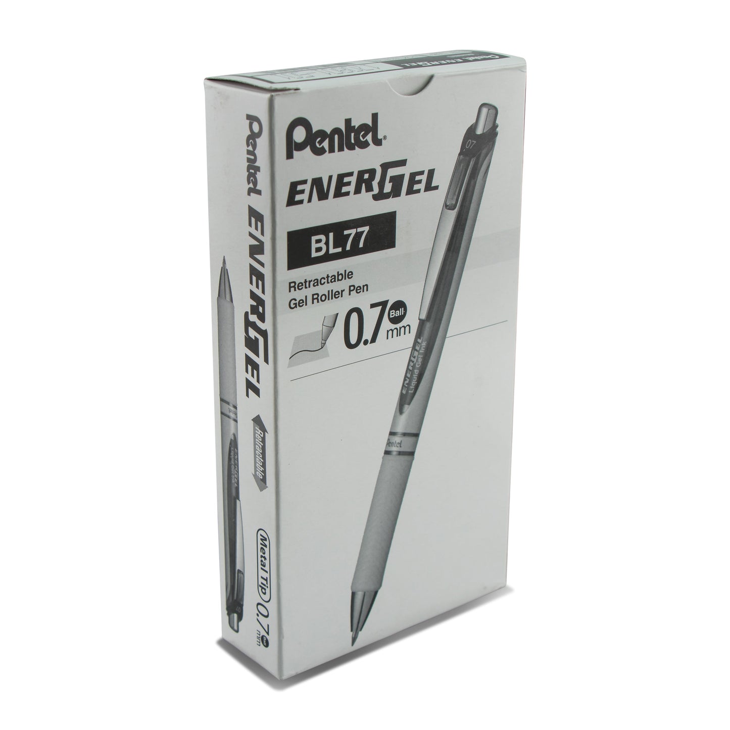 EnerGel Pearl Retractable Liquid Gel Pen, (0.7mm) Metal Tip, Medium Line, Black Accent, Black Ink (BL77PW-A)