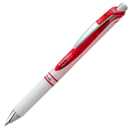 EnerGel Pearl Retractable Liquid Gel Pen, (0.7mm) Metal Tip, Medium Line, Red Accent, Red Ink (BL77PW-B)