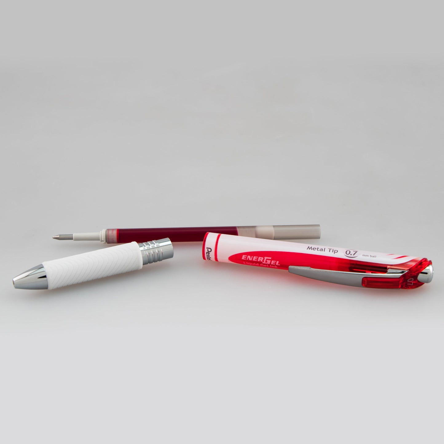 EnerGel Pearl Retractable Liquid Gel Pen, (0.7mm) Metal Tip, Medium Line, Red Accent, Red Ink (BL77PW-B)