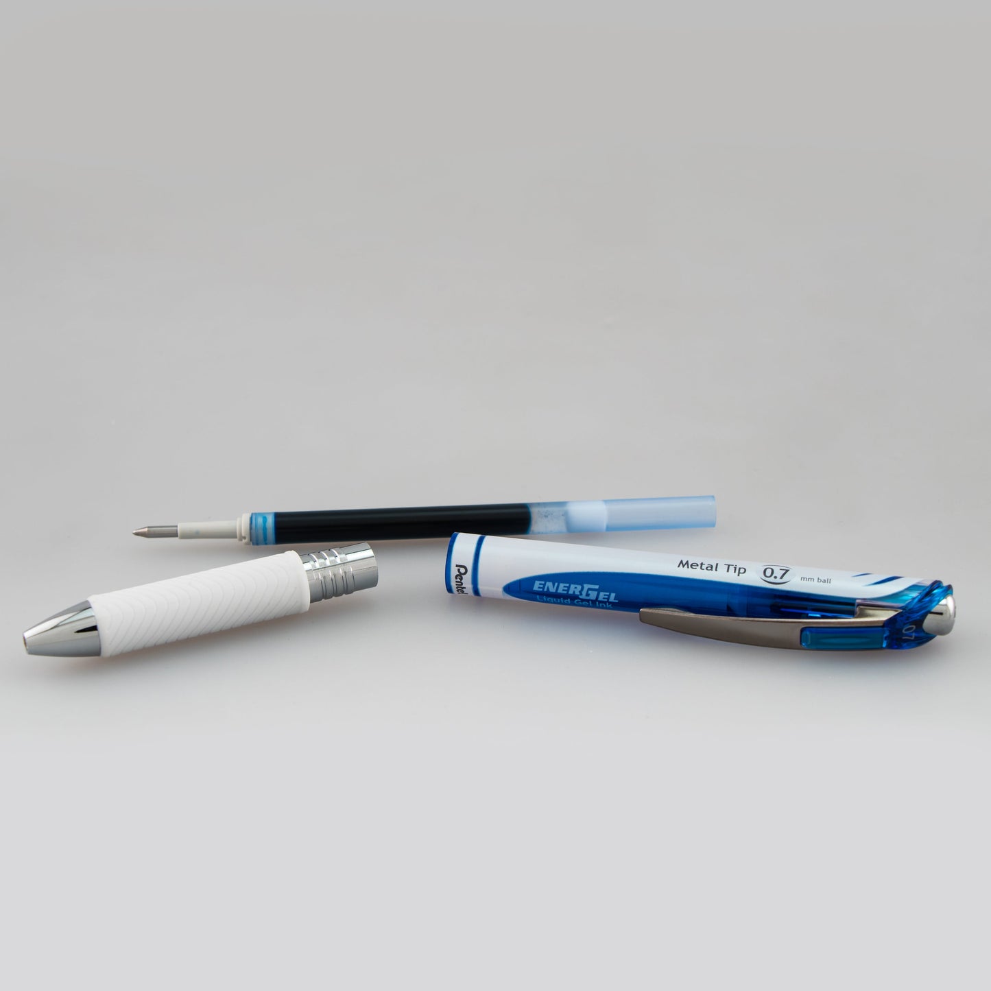 EnerGel Pearl Retractable Liquid Gel Pen, (0.7mm) Metal Tip, Medium Line, Blue Accent, Blue Ink (BL77PW-C)