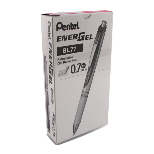 EnerGel Pearl Retractable Liquid Gel Pen, (0.7mm) Metal Tip, Medium Line, Pink Accent, Pink Ink (BL77PW-P)