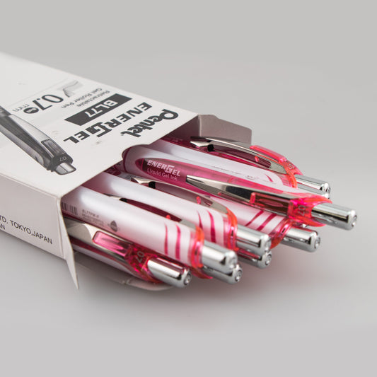 EnerGel Pearl Retractable Liquid Gel Pen, (0.7mm) Metal Tip, Medium Line, Pink Accent, Pink Ink (BL77PW-P)