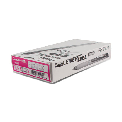EnerGel Pearl Retractable Liquid Gel Pen, (0.7mm) Metal Tip, Medium Line, Pink Accent, Pink Ink (BL77PW-P)