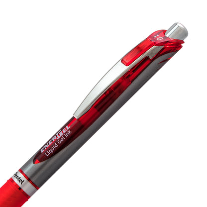 EnerGel RTX Retractable Liquid Gel Pen, (1.0mm) Metal Tip, Bold Line, Red Ink (BL80-B)
