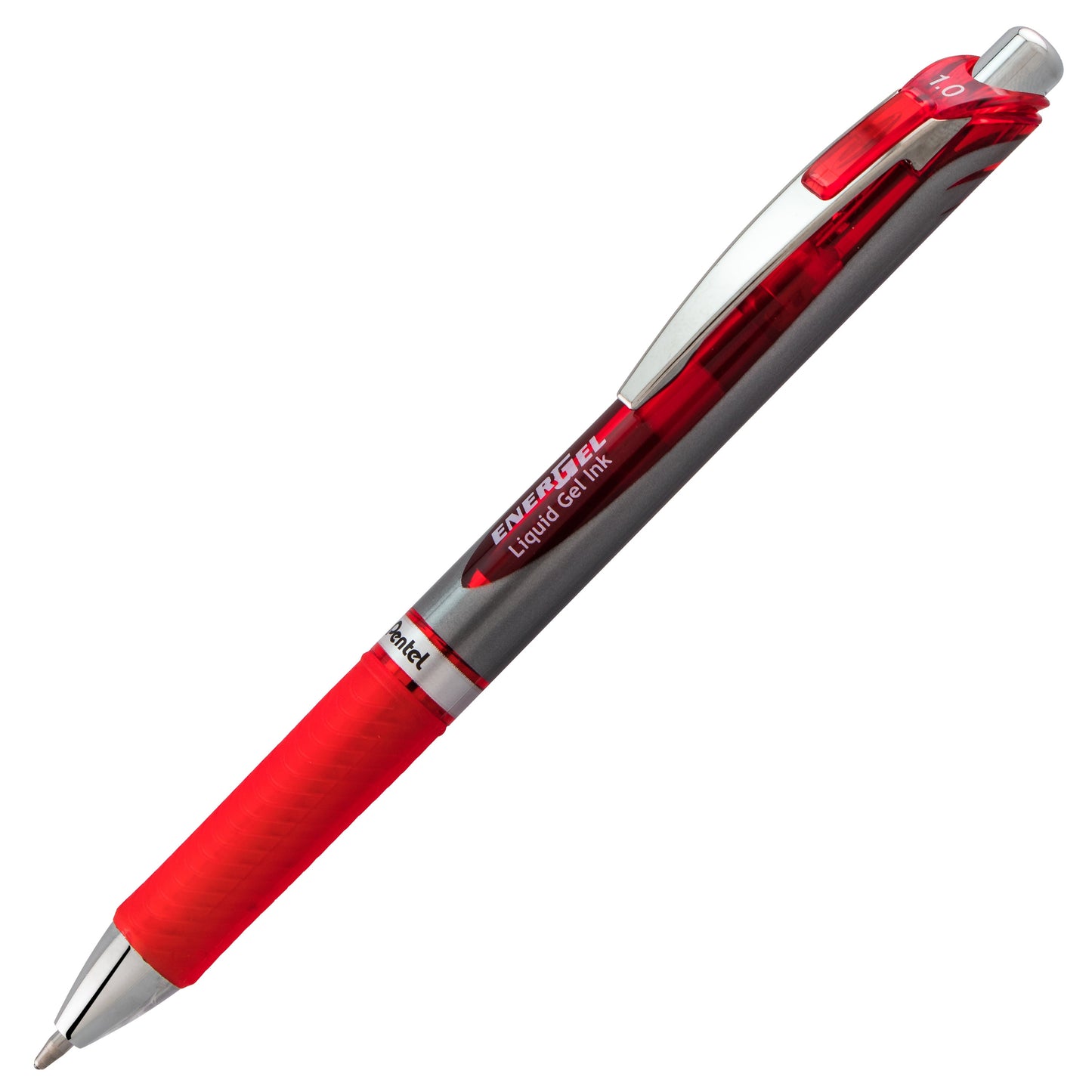 EnerGel RTX Retractable Liquid Gel Pen, (1.0mm) Metal Tip, Bold Line, Red Ink (BL80-B)