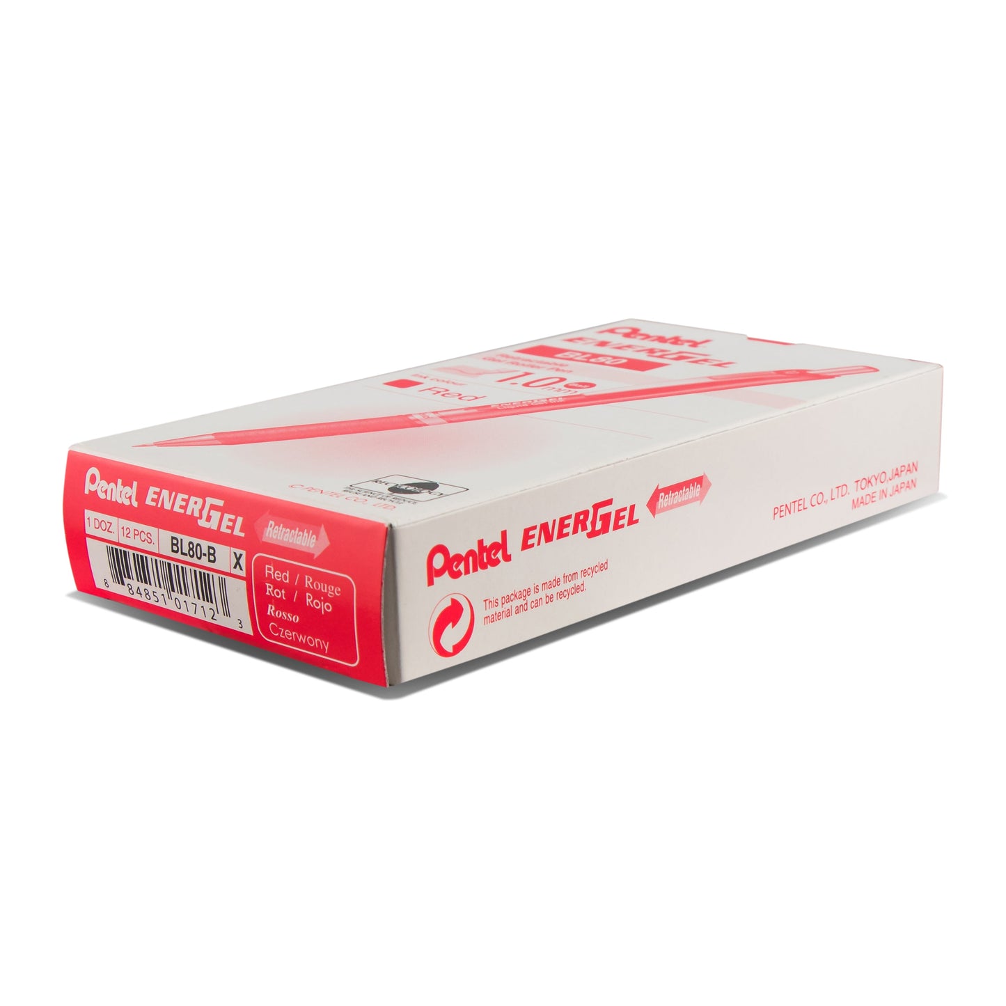 EnerGel RTX Retractable Liquid Gel Pen, (1.0mm) Metal Tip, Bold Line, Red Ink (BL80-B)