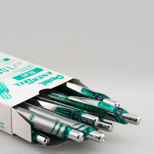 Pentel EnerGel RTX Retractable Liquid Gel Pen, (1.0mm) Metal Tip, Bold Line, Green Ink (BL80-D)