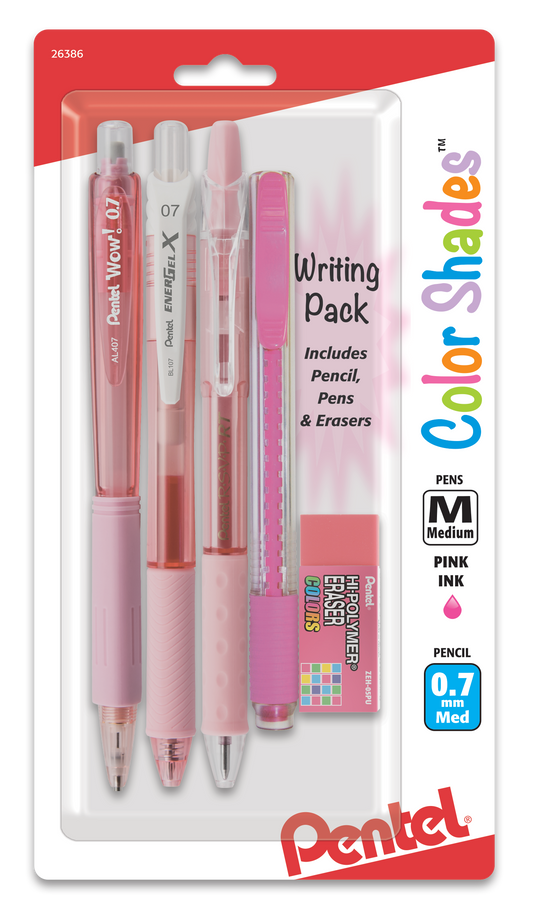 Pentel Color Shades Writing Pack - Pastel Pink (BLBKALZBPP), 72 Each