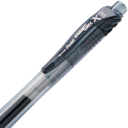 EnerGel-X Retractable Liquid Gel Pen, (0.5mm) Needle Tip, Fine Line, Black Ink (BLN105-A)