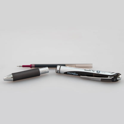 EnerGel RTX Retractable Liquid Gel Pen, (0.3mm) Needle Tip, Extra Fine Line, Black Ink (BLN73-A)