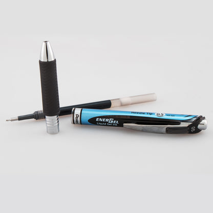 EnerGel RTX Retractable Liquid Gel Pen, (0.5mm) Needle Tip, Fine Line, Black Ink (BLN75-A)