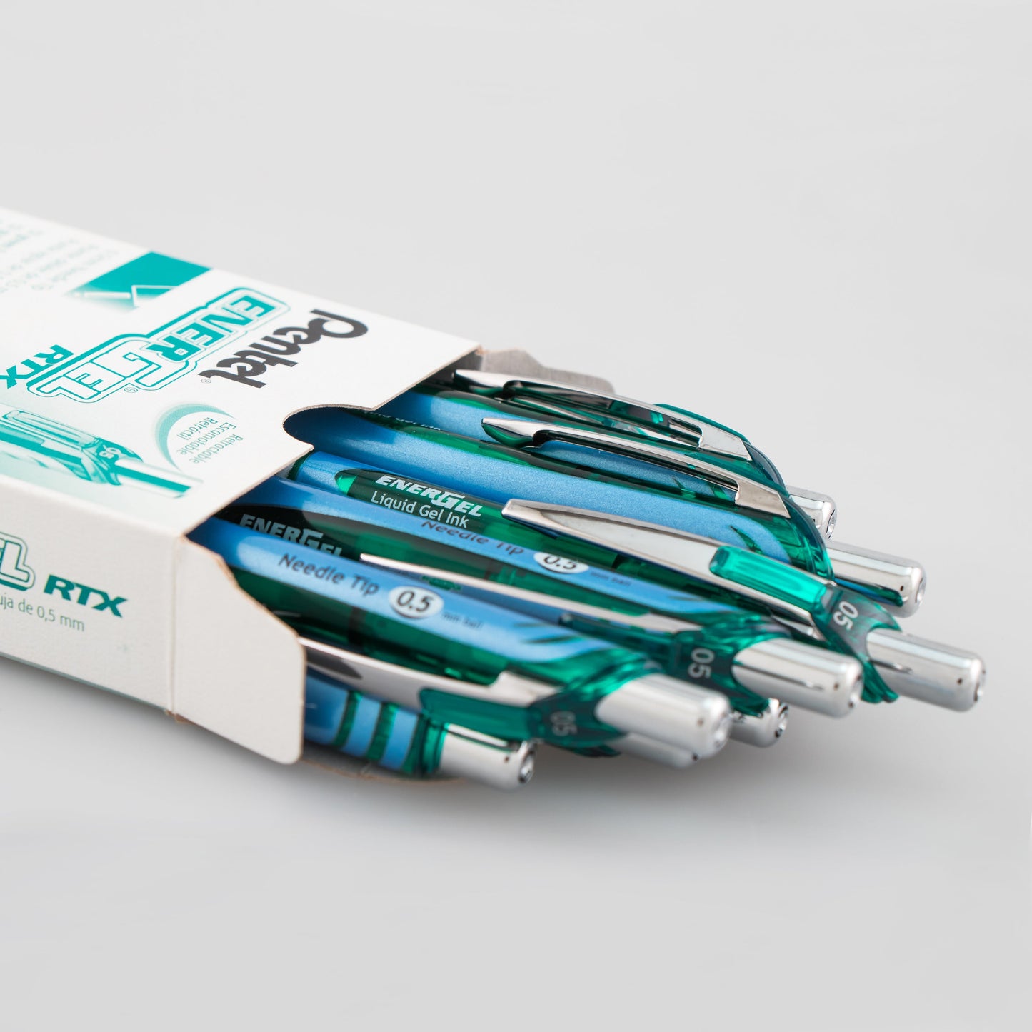 EnerGel RTX Retractable Liquid Gel Pen, (0.5mm) Needle Tip, Fine Line, Green Ink (BLN75-D)