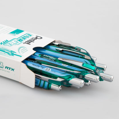 EnerGel RTX Retractable Liquid Gel Pen, (0.5mm) Needle Tip, Fine Line, Green Ink (BLN75-D)