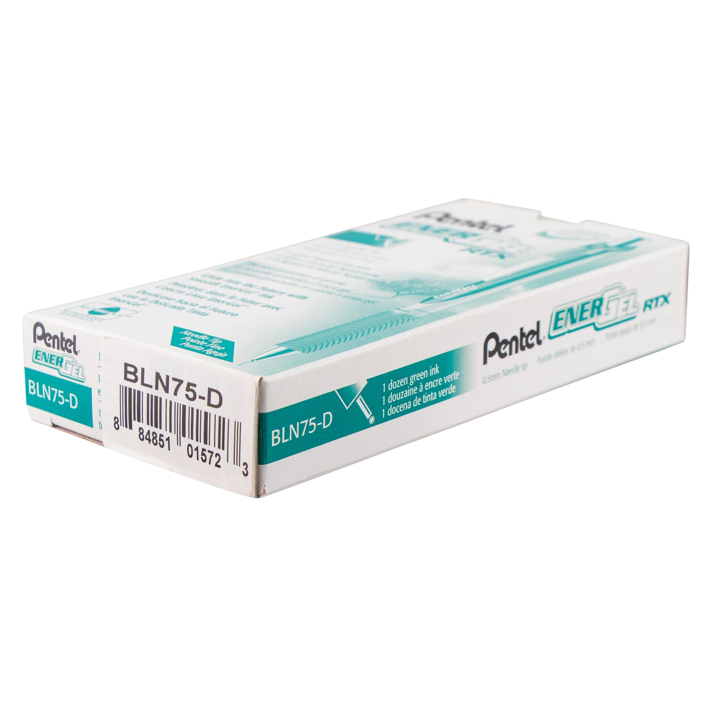 EnerGel RTX Retractable Liquid Gel Pen, (0.5mm) Needle Tip, Fine Line, Green Ink (BLN75-D)