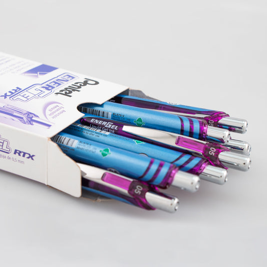 Pentel EnerGel RTX Retractable Liquid Gel Pen, (0.5mm) Needle Tip, Fine Line, Violet Ink (BLN75-V)