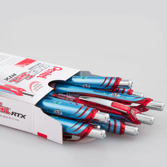EnerGel RTX Retractable Liquid Gel Pen, (0.7mm) Needle Tip, Medium Line, Red Ink (BLN77-B)