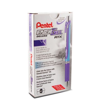 EnerGel RTX Retractable Liquid Gel Pen, (0.7mm) Needle Tip, Medium Line, Violet Ink (BLN77-V)