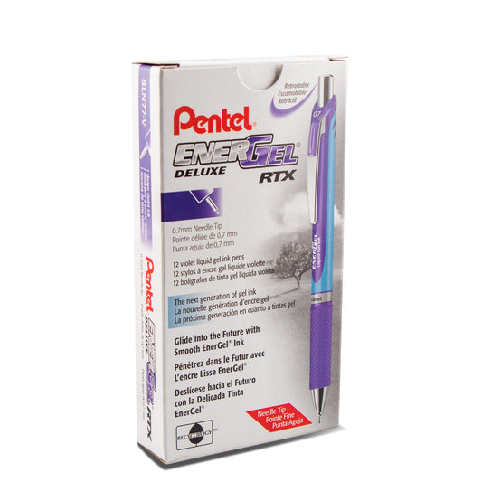 EnerGel RTX Retractable Liquid Gel Pen, (0.7mm) Needle Tip, Medium Line, Violet Ink (BLN77-V)