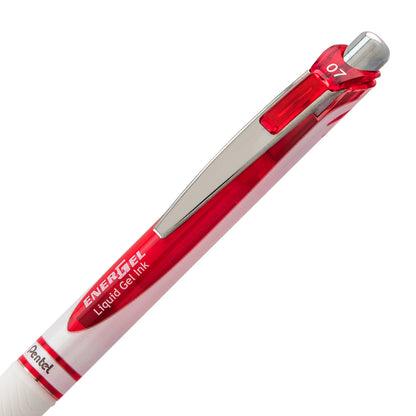 EnerGel Pearl Retractable Liquid Gel Pen, (0.7mm) Needle Tip, Medium Line, Red Ink (BLN77PW-B)