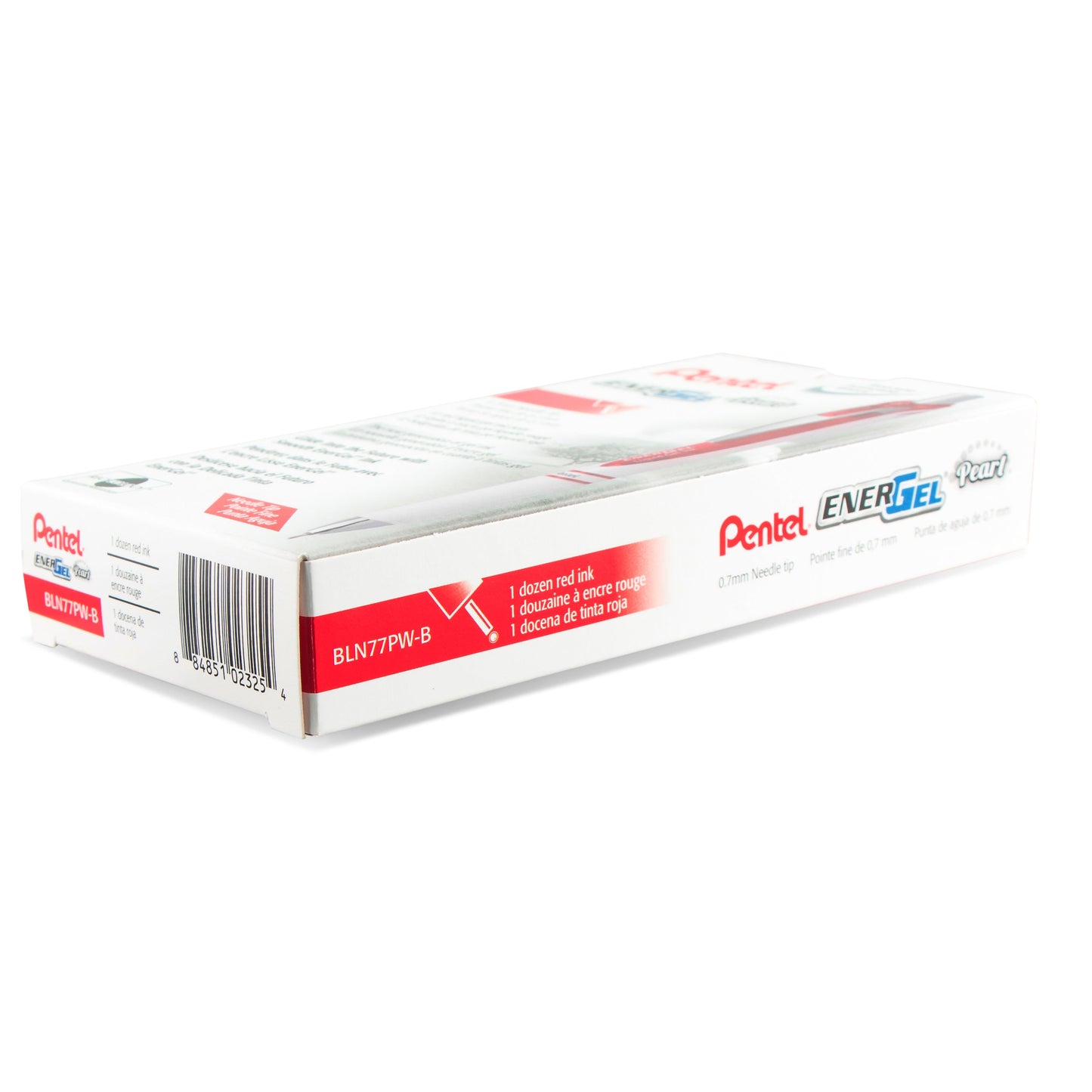 EnerGel Pearl Retractable Liquid Gel Pen, (0.7mm) Needle Tip, Medium Line, Red Ink (BLN77PW-B)
