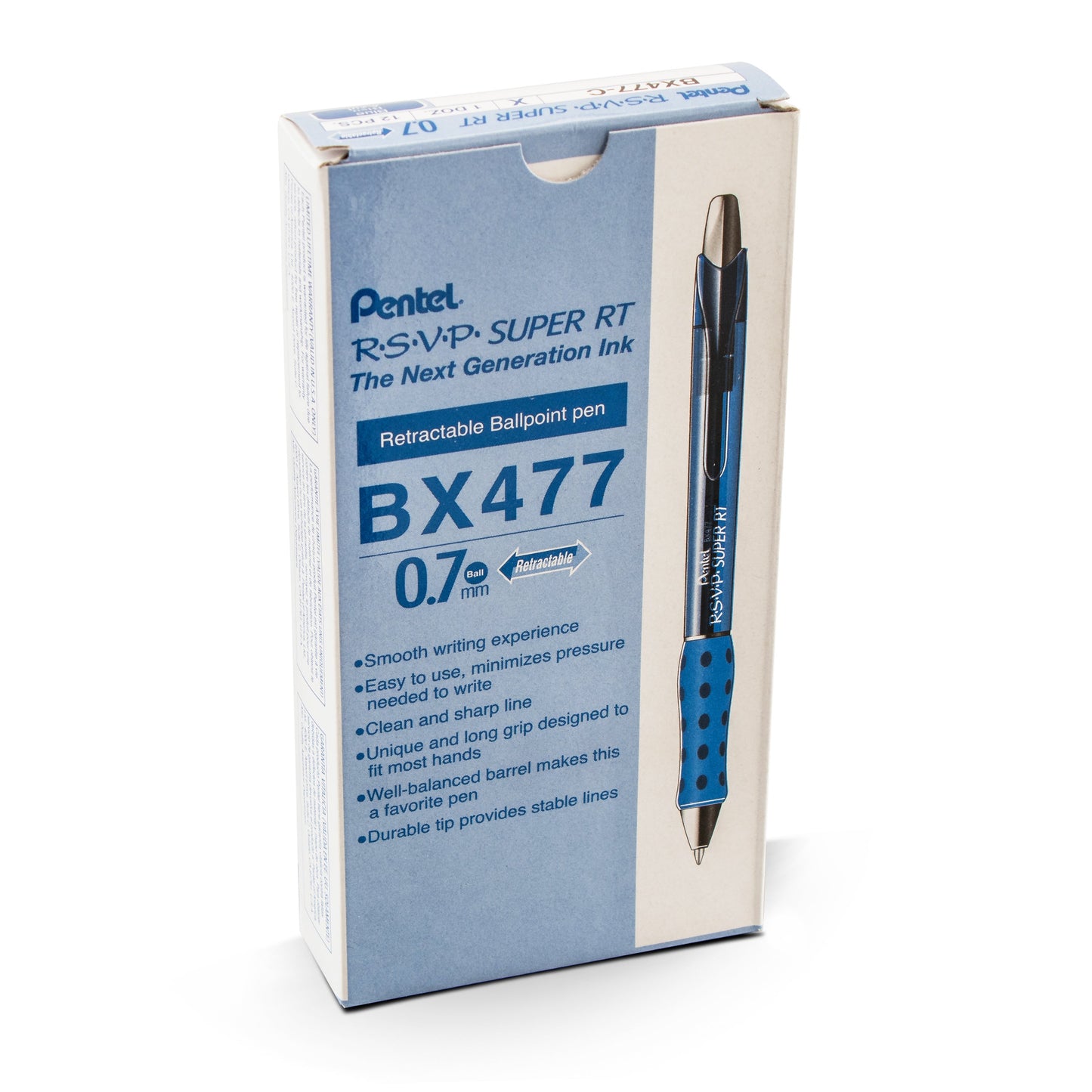 RSVP Super RT Ballpoint Pen, (0.7mm) Fine Line, Blue Ink (BX477-C)