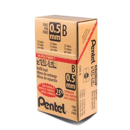Super Hi-Polymer Lead Refill (0.5mm) Fine, B, 12 pcs/Tube (C505-B)