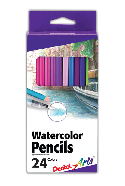 Pentel Arts Watercolor Pencil Set - Assorted Colors, 24-Pack (CB9-24)