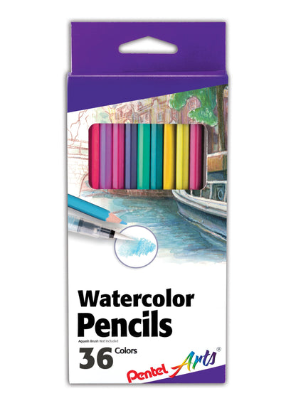Pentel Arts Watercolor Pencil Set - Assorted Colors, 36-Pack (CB9-36)