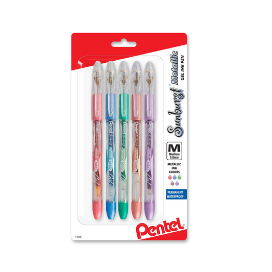 Sunburst Metallic Gel Pen, Medium Line, Permanent, Assorted Ink (MB/MC/MD/ME/MV) 5-Pk (K908MBP5M1)
