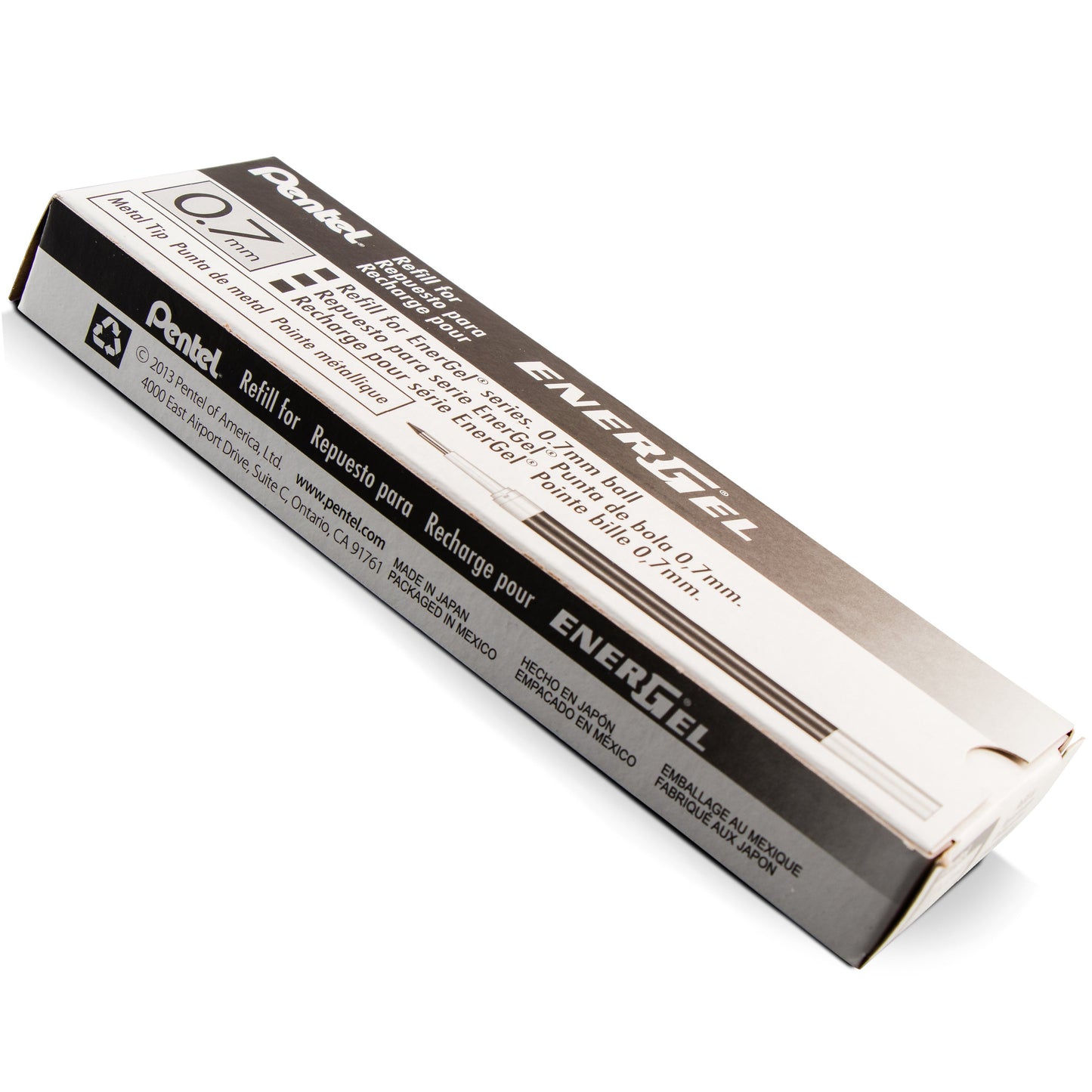 Refill Ink - For EnerGel Gel Pen, 0.7mm Metal Tip, Medium, Black Ink (LR7-A)