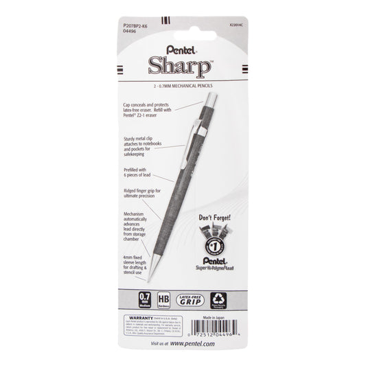 Sharp Mechanical Pencil (0.7mm) 2-Pk (P207BP2-K6)