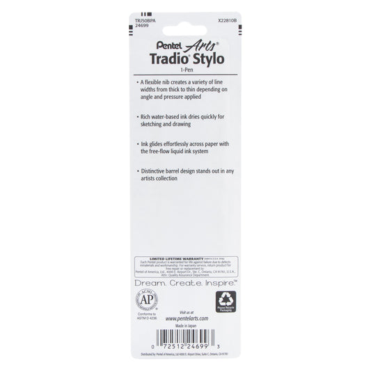 Pentel Arts Tradio Stylo Sketch Pen Black Ink, 1-Pk (TRJ50BPA)