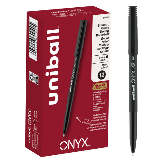 uniball™ Onyx Rollerball Pens, Micro Point (0.5mm), Black