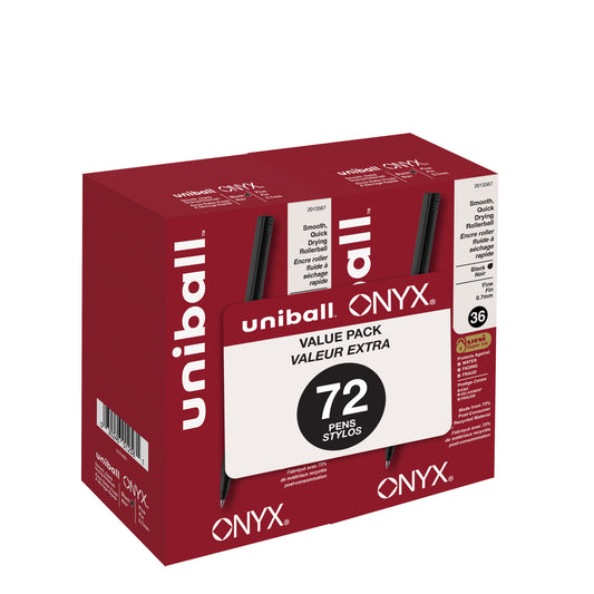 uniball™ Onyx Rollerball Pens, Fine Point (0.7mm), Black, 72 Pack