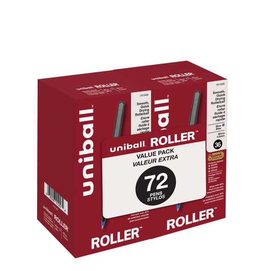 uniball™ Roller Rollerball Pens, Micro Point (0.5mm), Blue, 72 Pack